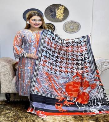 2 পিছ ডিজিটাল প্রিন্ট অরেঞ্জ কালারের ড্রেস